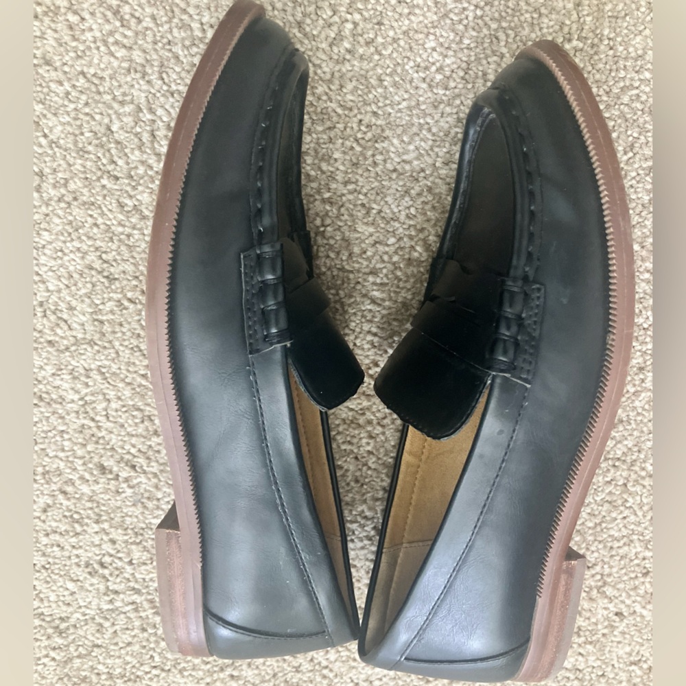 J. Crew Black Slip On Black Brown Penny Loafer Flats Preppy Old Money Size 6.5‎ - Picture 3 of 6